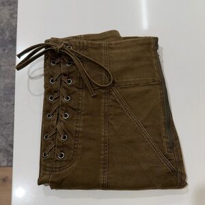 A.L.C. Kyle Lace Up High Rise Skinny Pants Olive Green Size 0